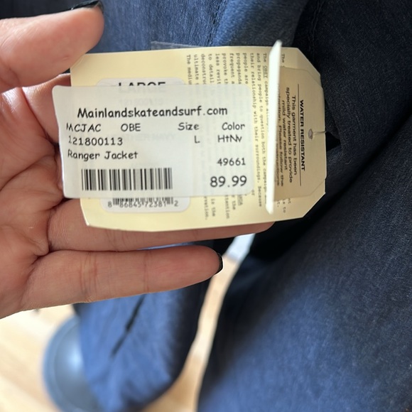 Men’s Obey ranger jacket, color blue, size Large - Picture 3 of 4